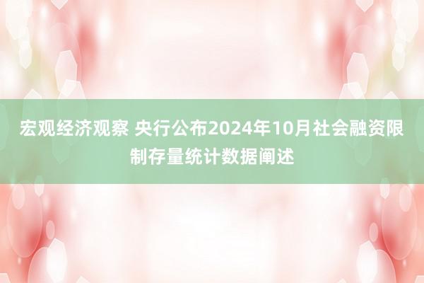 宏观经济观察 央行公布2024年10月社会融资限制存量统计数据阐述