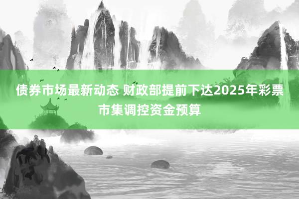 债券市场最新动态 财政部提前下达2025年彩票市集调控资金预算