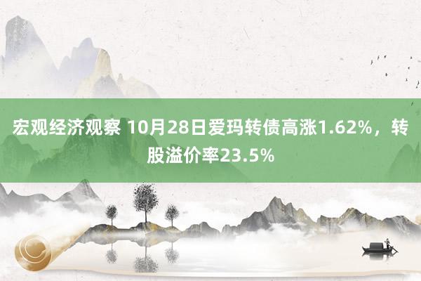 宏观经济观察 10月28日爱玛转债高涨1.62%，转股溢价率23.5%