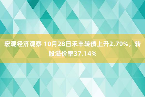 宏观经济观察 10月28日禾丰转债上升2.79%，转股溢价率37.14%