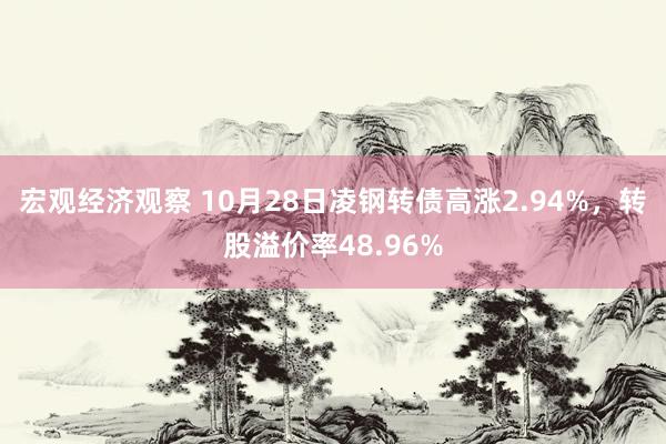 宏观经济观察 10月28日凌钢转债高涨2.94%，转股溢价率48.96%