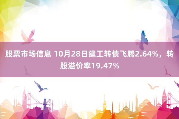 股票市场信息 10月28日建工转债飞腾2.64%，转股溢价率19.47%