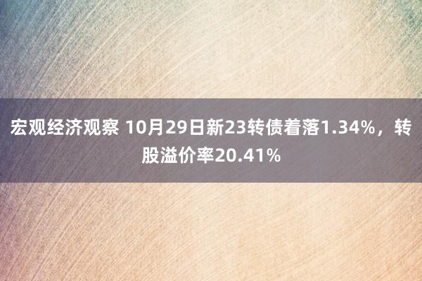 宏观经济观察 10月29日新23转债着落1.34%，转股溢价率20.41%