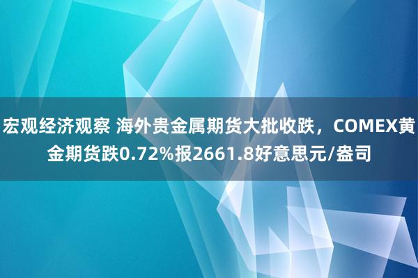 宏观经济观察 海外贵金属期货大批收跌，COMEX黄金期货跌0.72%报2661.8好意思元/盎司