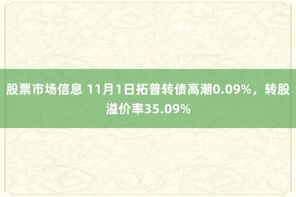 股票市场信息 11月1日拓普转债高潮0.09%，转股溢价率35.09%