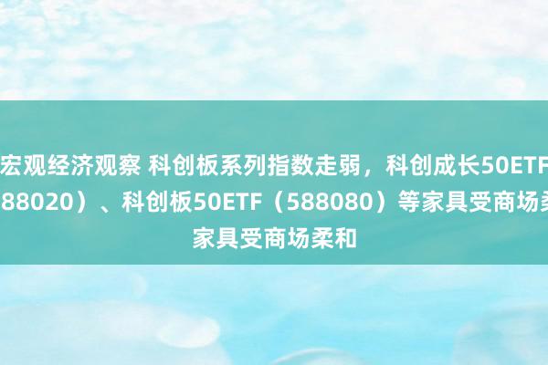 宏观经济观察 科创板系列指数走弱，科创成长50ETF（588020）、科创板50ETF（588080）等家具受商场柔和