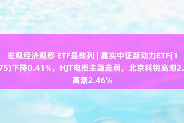 宏观经济观察 ETF最前列 | 嘉实中证新动力ETF(159875)下降0.41%，HJT电板主题走弱，北京科锐高潮2.46%