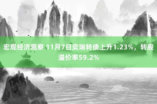 宏观经济观察 11月7日奕瑞转债上升1.23%，转股溢价率59.2%