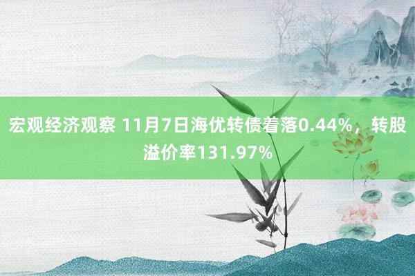 宏观经济观察 11月7日海优转债着落0.44%，转股溢价率131.97%