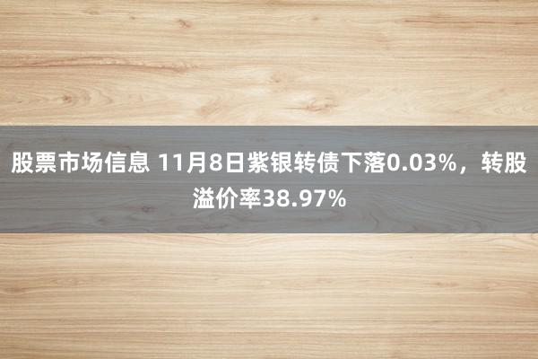 股票市场信息 11月8日紫银转债下落0.03%，转股溢价率38.97%