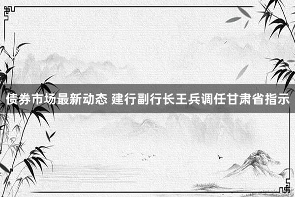 债券市场最新动态 建行副行长王兵调任甘肃省指示