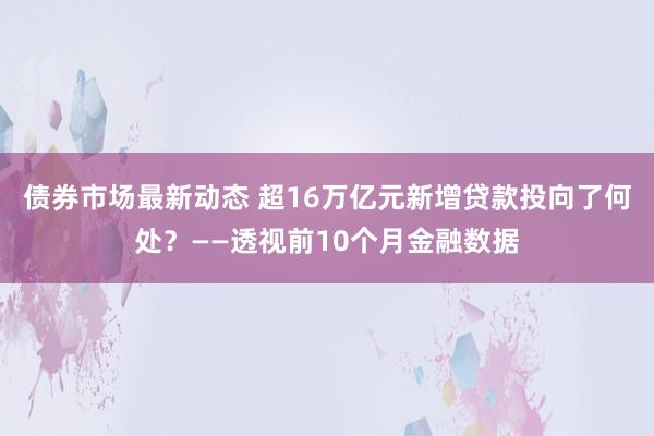 债券市场最新动态 超16万亿元新增贷款投向了何处？——透视前10个月金融数据