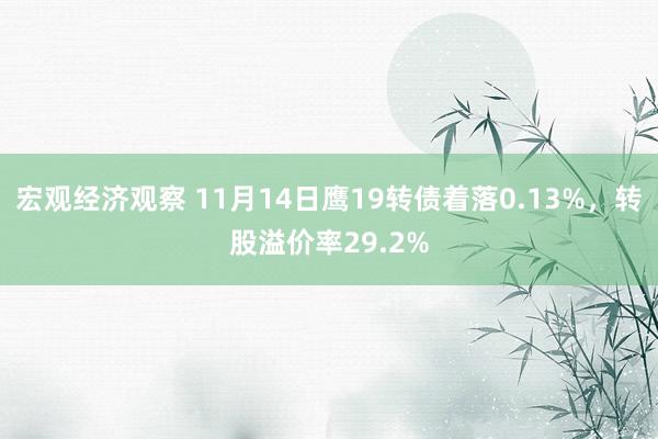 宏观经济观察 11月14日鹰19转债着落0.13%，转股溢价率29.2%