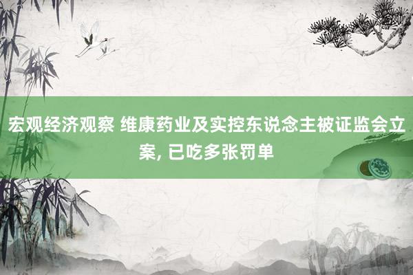 宏观经济观察 维康药业及实控东说念主被证监会立案, 已吃多张罚单