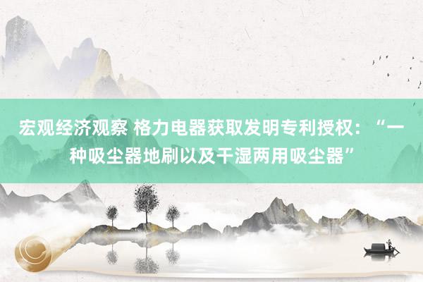 宏观经济观察 格力电器获取发明专利授权：“一种吸尘器地刷以及干湿两用吸尘器”