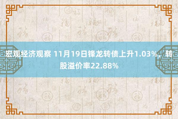 宏观经济观察 11月19日锋龙转债上升1.03%，转股溢价率22.88%