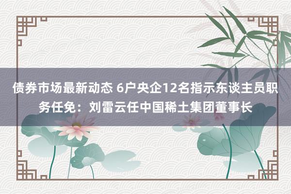 债券市场最新动态 6户央企12名指示东谈主员职务任免：刘雷云任中国稀土集团董事长