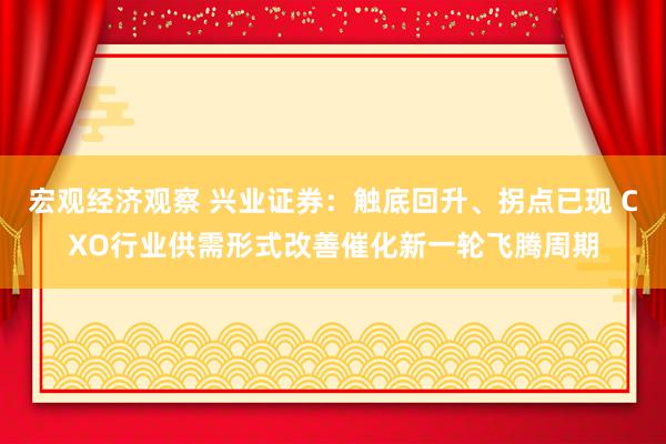 宏观经济观察 兴业证券：触底回升、拐点已现 CXO行业供需形式改善催化新一轮飞腾周期