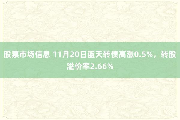 股票市场信息 11月20日蓝天转债高涨0.5%，转股溢价率2.66%