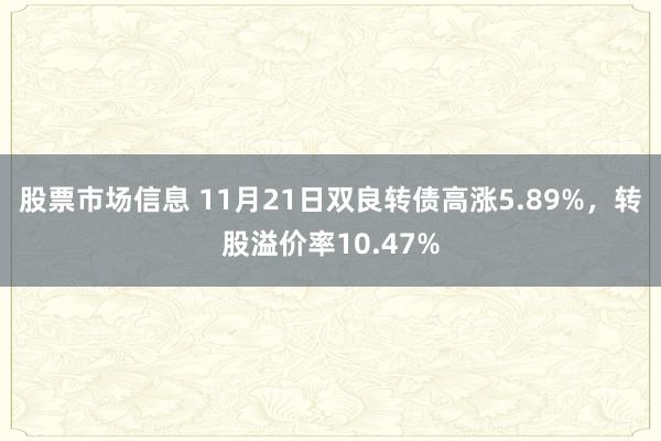 股票市场信息 11月21日双良转债高涨5.89%，转股溢价率10.47%