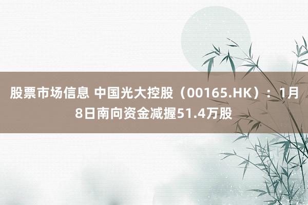 股票市场信息 中国光大控股（00165.HK）：1月8日南向资金减握51.4万股