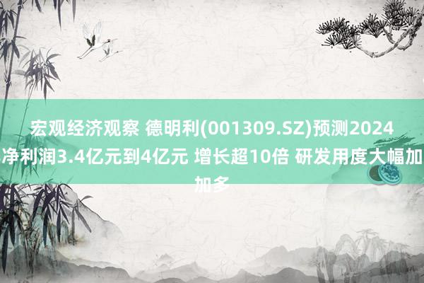 宏观经济观察 德明利(001309.SZ)预测2024年净利润3.4亿元到4亿元 增长超10倍 研发用度大幅加多