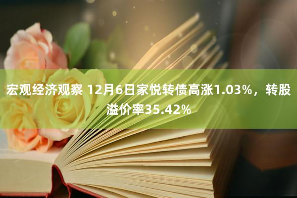 宏观经济观察 12月6日家悦转债高涨1.03%，转股溢价率35.42%