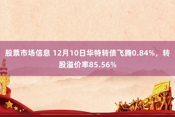 股票市场信息 12月10日华特转债飞腾0.84%，转股溢价率85.56%