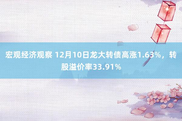 宏观经济观察 12月10日龙大转债高涨1.63%，转股溢价率33.91%