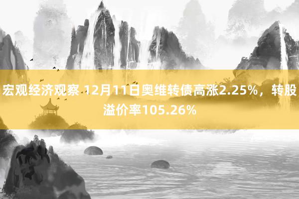 宏观经济观察 12月11日奥维转债高涨2.25%，转股溢价率105.26%