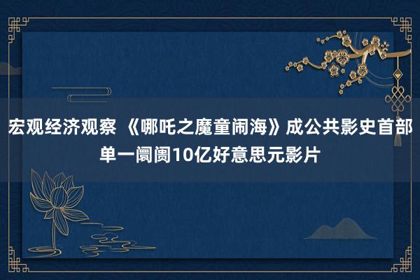 宏观经济观察 《哪吒之魔童闹海》成公共影史首部单一阛阓10亿好意思元影片