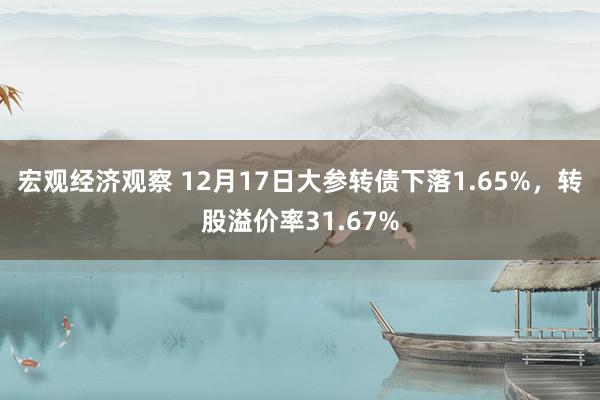 宏观经济观察 12月17日大参转债下落1.65%，转股溢价率31.67%