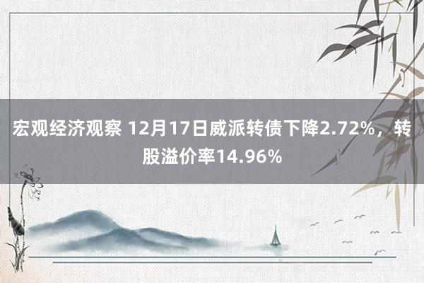 宏观经济观察 12月17日威派转债下降2.72%，转股溢价率14.96%