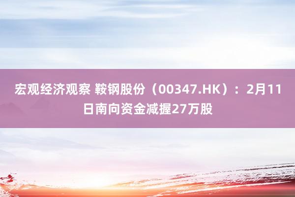 宏观经济观察 鞍钢股份（00347.HK）：2月11日南向资金减握27万股