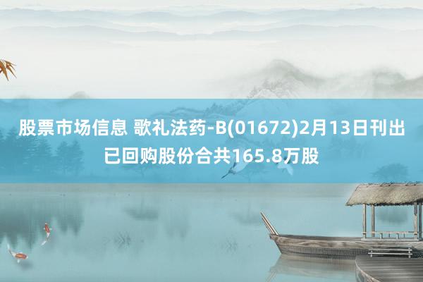 股票市场信息 歌礼法药-B(01672)2月13日刊出已回购股份合共165.8万股