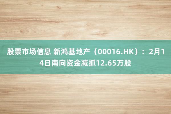 股票市场信息 新鸿基地产（00016.HK）：2月14日南向资金减抓12.65万股