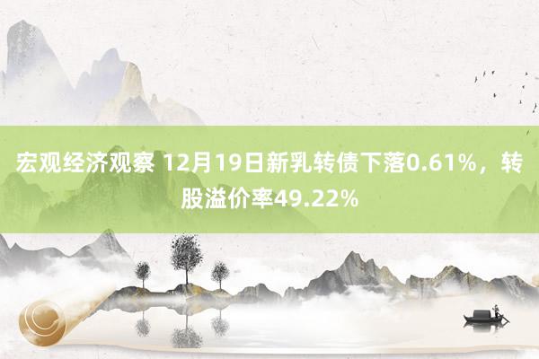 宏观经济观察 12月19日新乳转债下落0.61%，转股溢价率49.22%