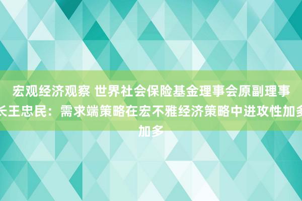 宏观经济观察 世界社会保险基金理事会原副理事长王忠民：需求端策略在宏不雅经济策略中进攻性加多