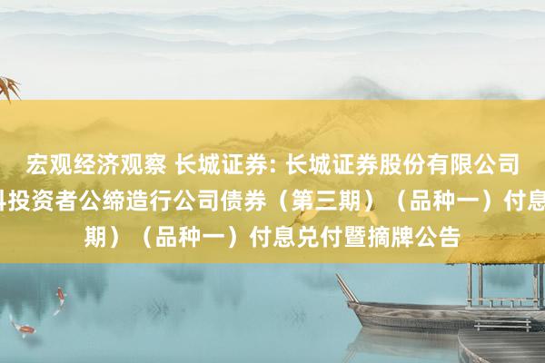 宏观经济观察 长城证券: 长城证券股份有限公司2022年面向专科投资者公缔造行公司债券（第三期）（品种一）付息兑付暨摘牌公告