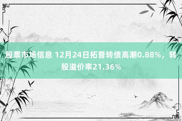 股票市场信息 12月24日拓普转债高潮0.88%，转股溢价率21.36%