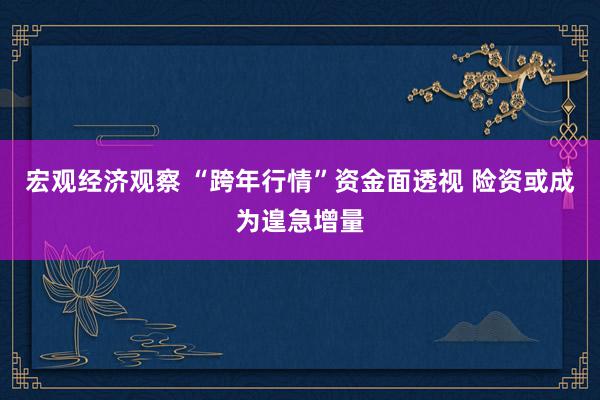 宏观经济观察 “跨年行情”资金面透视 险资或成为遑急增量