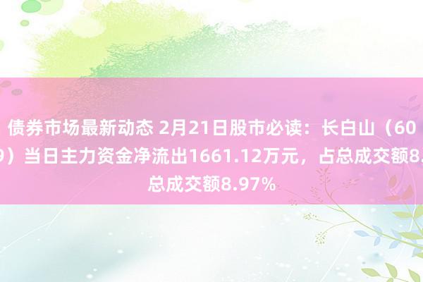 债券市场最新动态 2月21日股市必读：长白山（603099）当日主力资金净流出1661.12万元，占总成交额8.97%