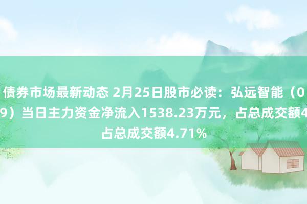 债券市场最新动态 2月25日股市必读：弘远智能（002689）当日主力资金净流入1538.23万元，占总成交额4.71%