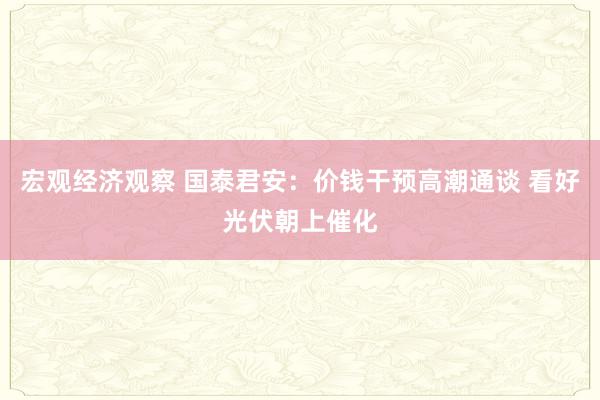 宏观经济观察 国泰君安：价钱干预高潮通谈 看好光伏朝上催化