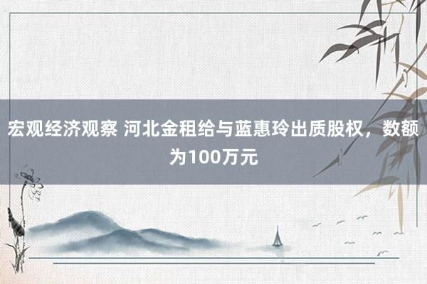 宏观经济观察 河北金租给与蓝惠玲出质股权，数额为100万元