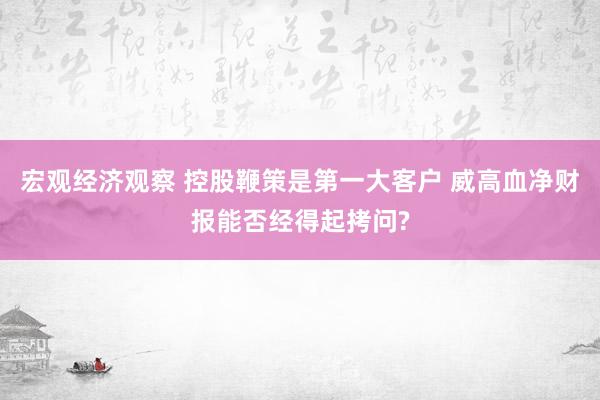 宏观经济观察 控股鞭策是第一大客户 威高血净财报能否经得起拷问?