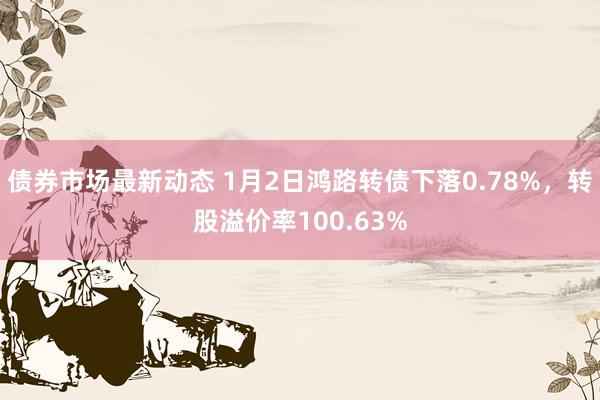 债券市场最新动态 1月2日鸿路转债下落0.78%，转股溢价率100.63%