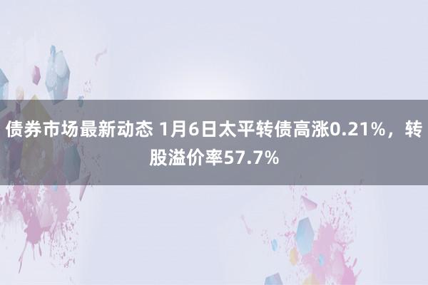 债券市场最新动态 1月6日太平转债高涨0.21%，转股溢价率57.7%