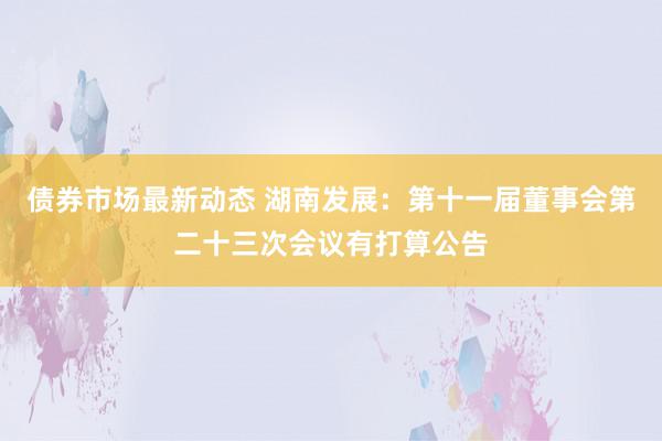 债券市场最新动态 湖南发展：第十一届董事会第二十三次会议有打算公告