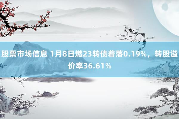 股票市场信息 1月8日燃23转债着落0.19%，转股溢价率36.61%